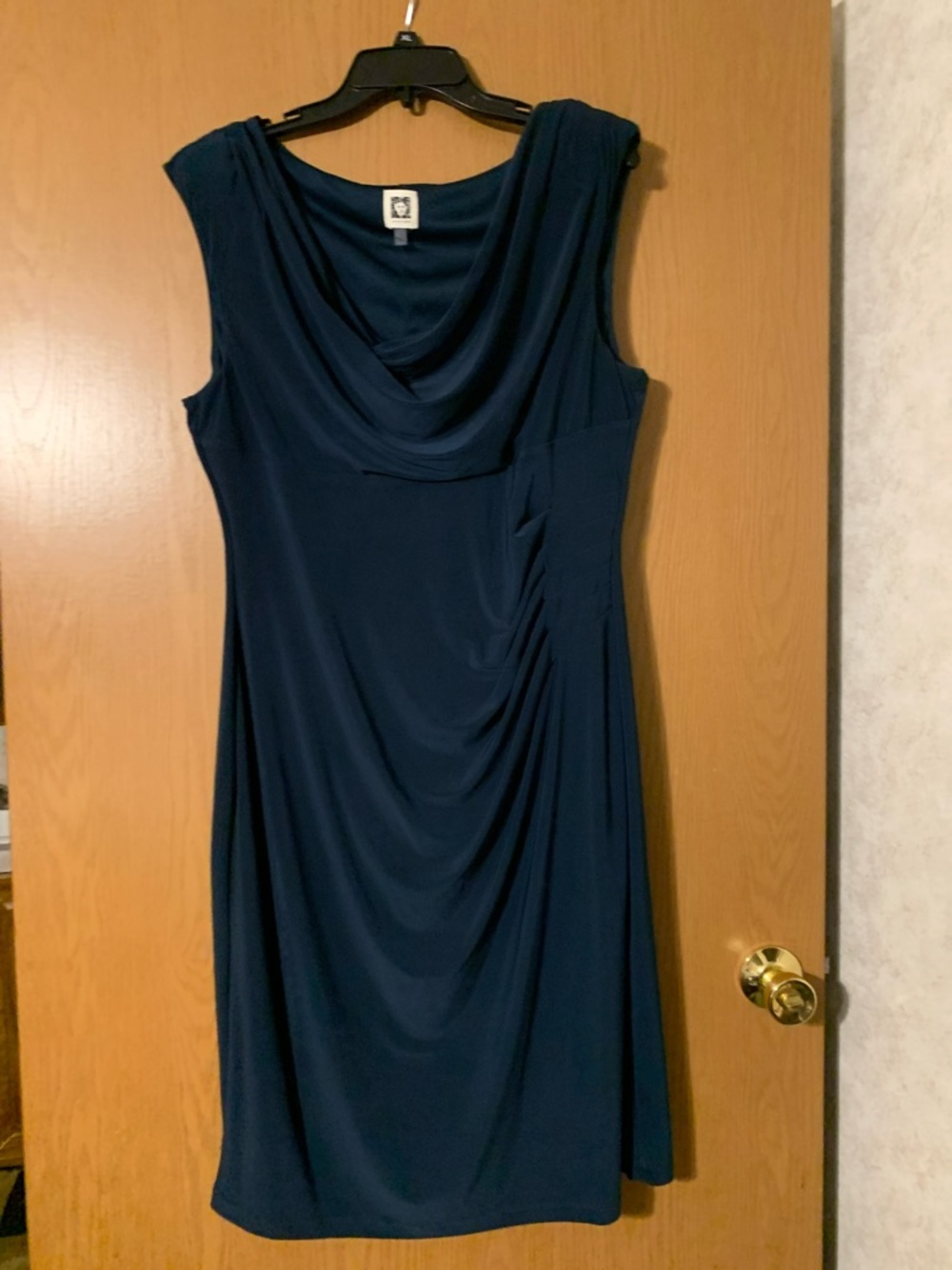 Anne Klein Navy Cowl Neck Sleeveless Midi Dress